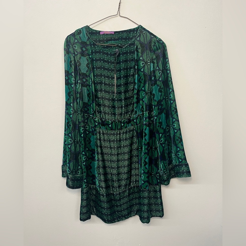 Santha Green and Blue Velvet Dress